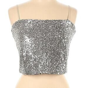 Vylette Brand XL NWT Junior's Sequin Bralette Champagne Tank Top Sparkle
